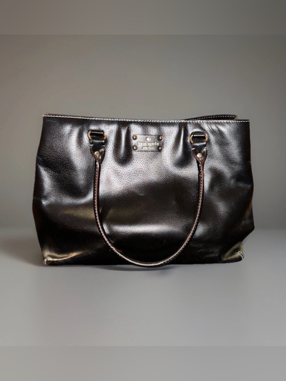 Kate Spade Large Black Leather Tote | Spacious Work, School, Laptop, Baby Bag